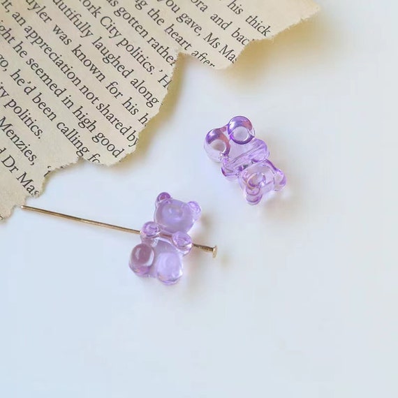 Cute Transparent Gummy Bear Beads (11mm x 17mm) with side hole