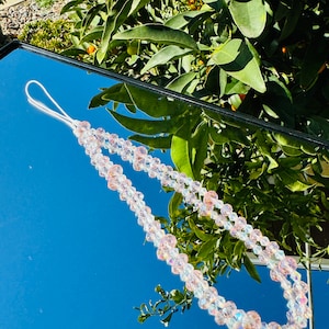 Light Pink Crystal Shiny Phone Straps Wristlets AB Glass Crystals Phone Chain Phone Wristlet Camera strap Lanyard Strap shiny