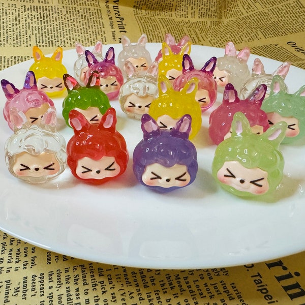 1pc blind bag,random send,Cartoon Kiki candy head Dollhouse DIY Resin Doll charm, DIY,  Kawaii, resin charms（some glow style include)