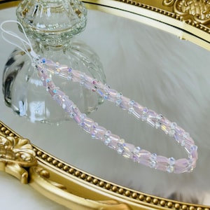 Jade Pink Candy Crystal Shiny Phone Straps Wristlets AB Glass Crystals Phone Chain Phone Wristlet Camera strap Lanyard Strap