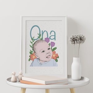 Custom picture with name - custom portrait -
