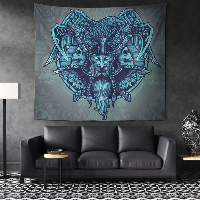 Viking Art Print Tapestry Wall Hanging Tapestries Bedroom Etsy