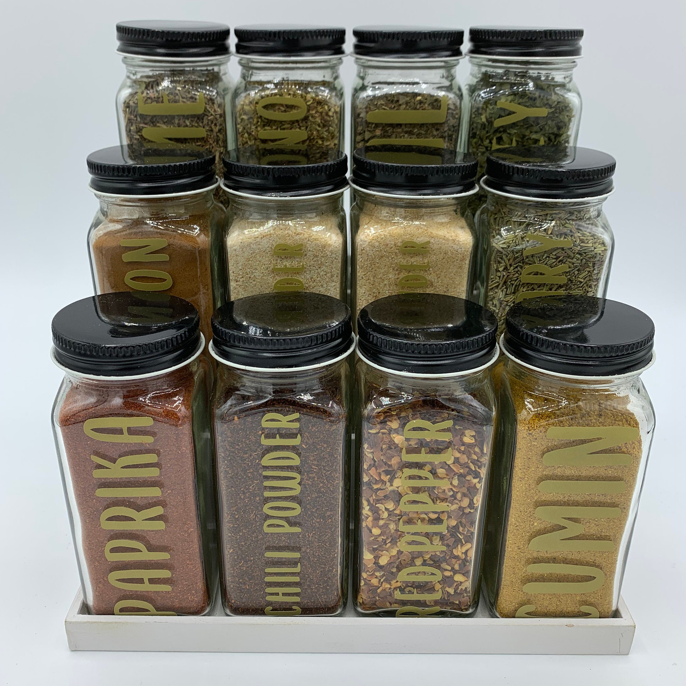 Set of 12 Labeled Spice Jars Etsy UK