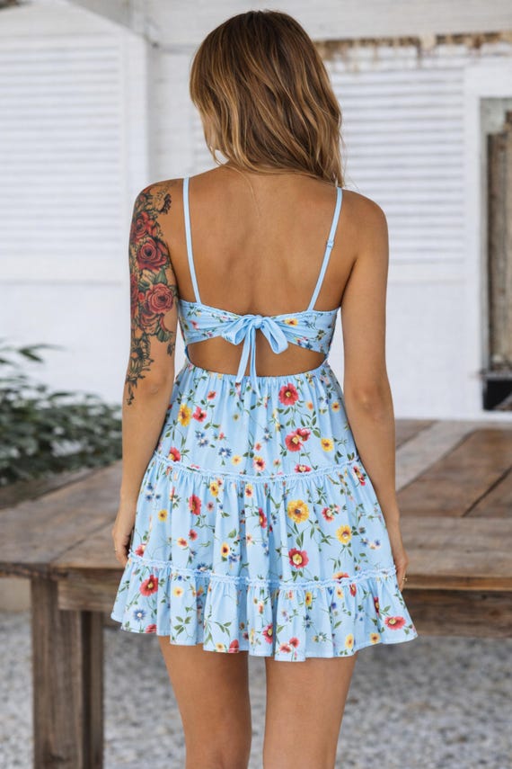 navy blue dress for baby girl Twyla Backless Strappy Dress with Bralette Top -Yellow and Grey Ikat –  AYESHA