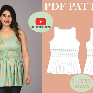 Gatherd empire sleeveless waist dress pdf pattern |UK 8-18/ US4-14 |A4/US letter/ printshop bestseller