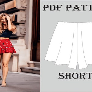 wide leg  Shorts Sewing Pattern: Beginner-Intermediate (PDF Pattern)