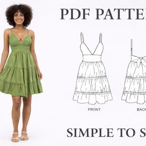 Bralette Mini Dress PDF Sewing Pattern: Tiered Backless Design (UK 8-18 / US 4-14)
