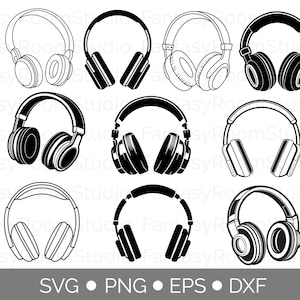 Headphone Svg, DJ Music Earphone, Gamer Headphone Clipart, Music Silhouette, Headset Vector, Cricut Cut File