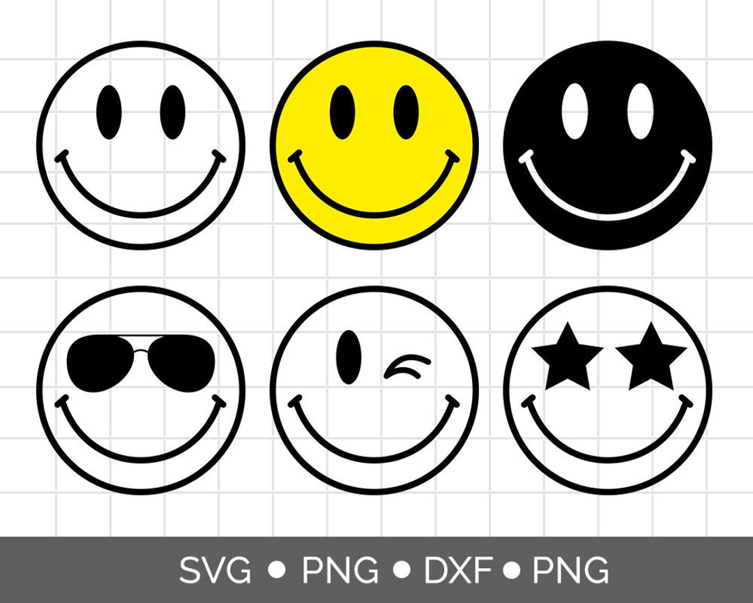 Smiley Face SVG PNG, Happy Face Svg, Yellow Smiley Svg, Svg Files for ...