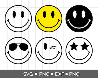 Smiley face SVG PNG, Happy face Svg, Yellow smiley Svg, Svg files for cricut, Digital download