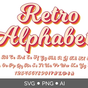 Retro alphabet SVG PNG, Monogram svg, Vintage Font Svg, Colorful Letters, Svg files for cricut