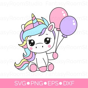Schattige baby eenhoorn SVG, magische regenboog eenhoorn clipart png, verjaardag gelaagde SVG-bestand knippen