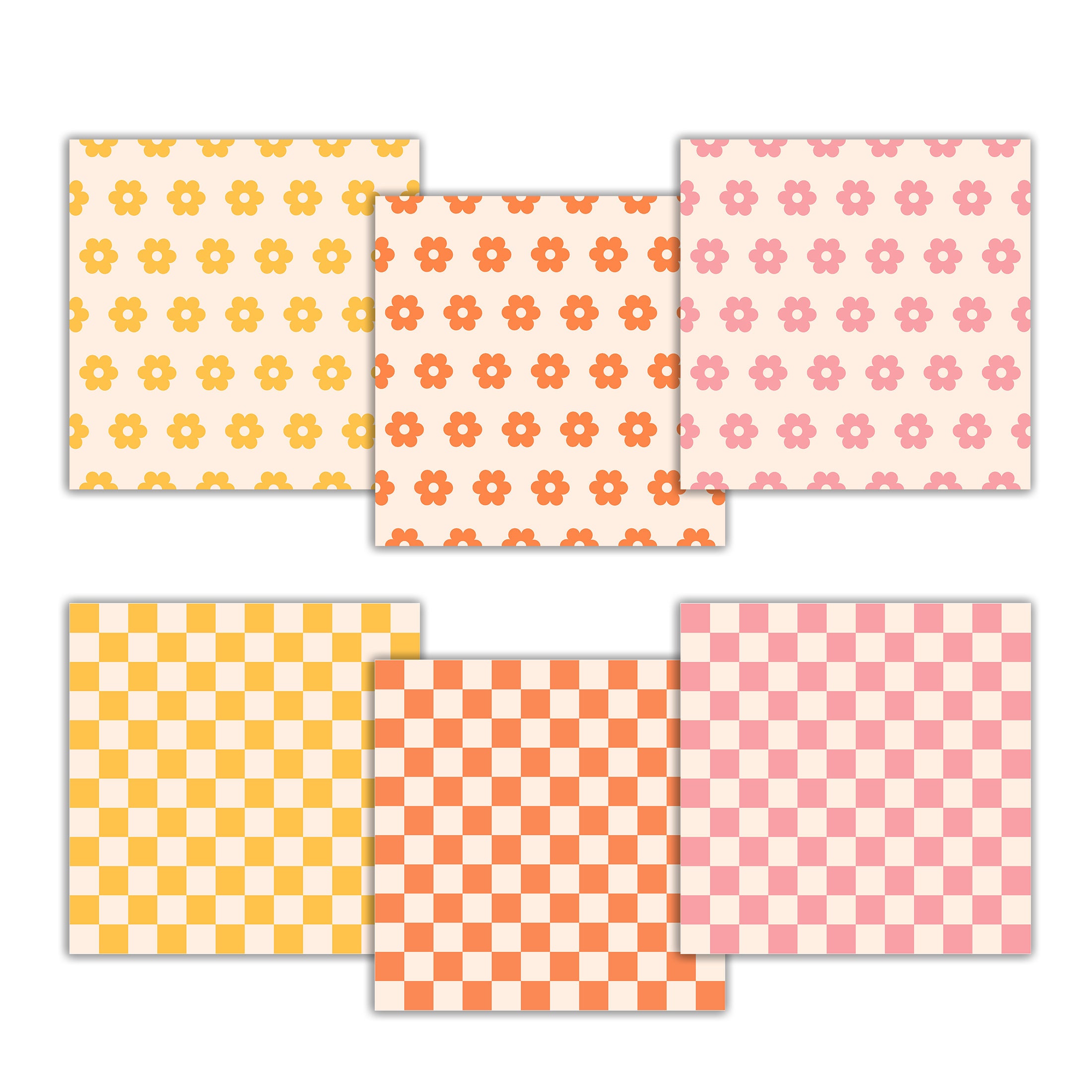 Retro Digital Paper Pack, Groovy Seamless Repeat Pattern Bundle ...