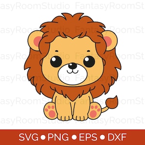Leão bebê fofo SVG, arquivo de corte SVG em camadas, clipart de filhote de leão png, svg, dxf