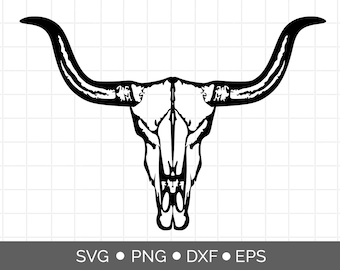 Longhorn skull svg, Bull skull svg, Svg files for cricut, png, dxf