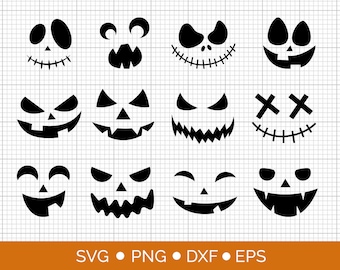 Halloween pumpkin faces, Jack o lantern faces, Pumpkin Face Bundle, Halloween SVG, Digital Download, Svg files for cricut