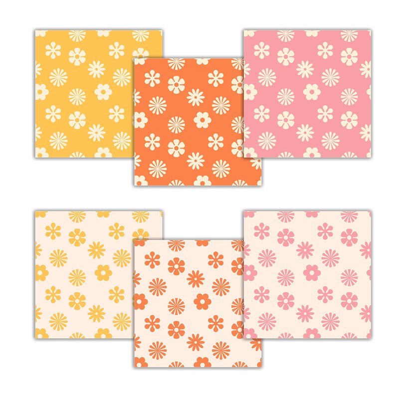 Retro Digital Paper Pack, Groovy Seamless Repeat Pattern Bundle ...