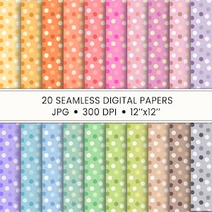 Pastel confetti digital paper pack Polka dot seamless pattern Party digital paper Printable scrapbook papers