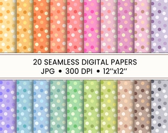 Pastel confetti digital paper pack Polka dot seamless pattern Party digital paper Printable scrapbook papers