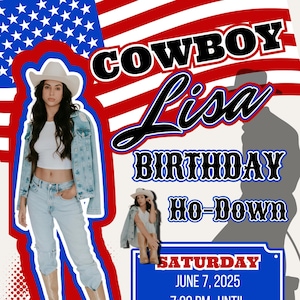 Convite de aniversário do Cowboy Carter | Download digital do Western Flyer | Convite para festa de rodeio | Tema Cowboy da Beyoncé | Convite de aniversário editável