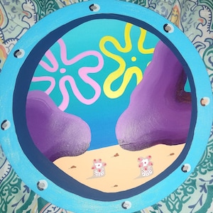 SEASCAPE Inspired Porthole Faux Window, Character Painting, Landscape Painting ***LARGE SIZES 12inches and up***
