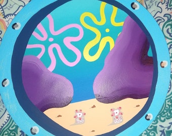 SEASCAPE Inspired Porthole Faux Window, Character Painting, Landscape Painting ***LARGE SIZES 12inches and up***