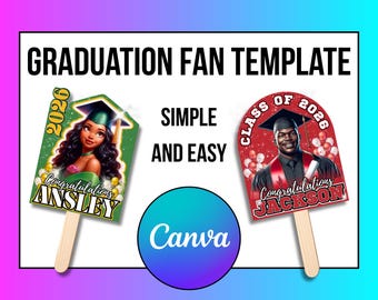Custom Graduation Hand Fan Template | Editable Canva Design (Digital Download)