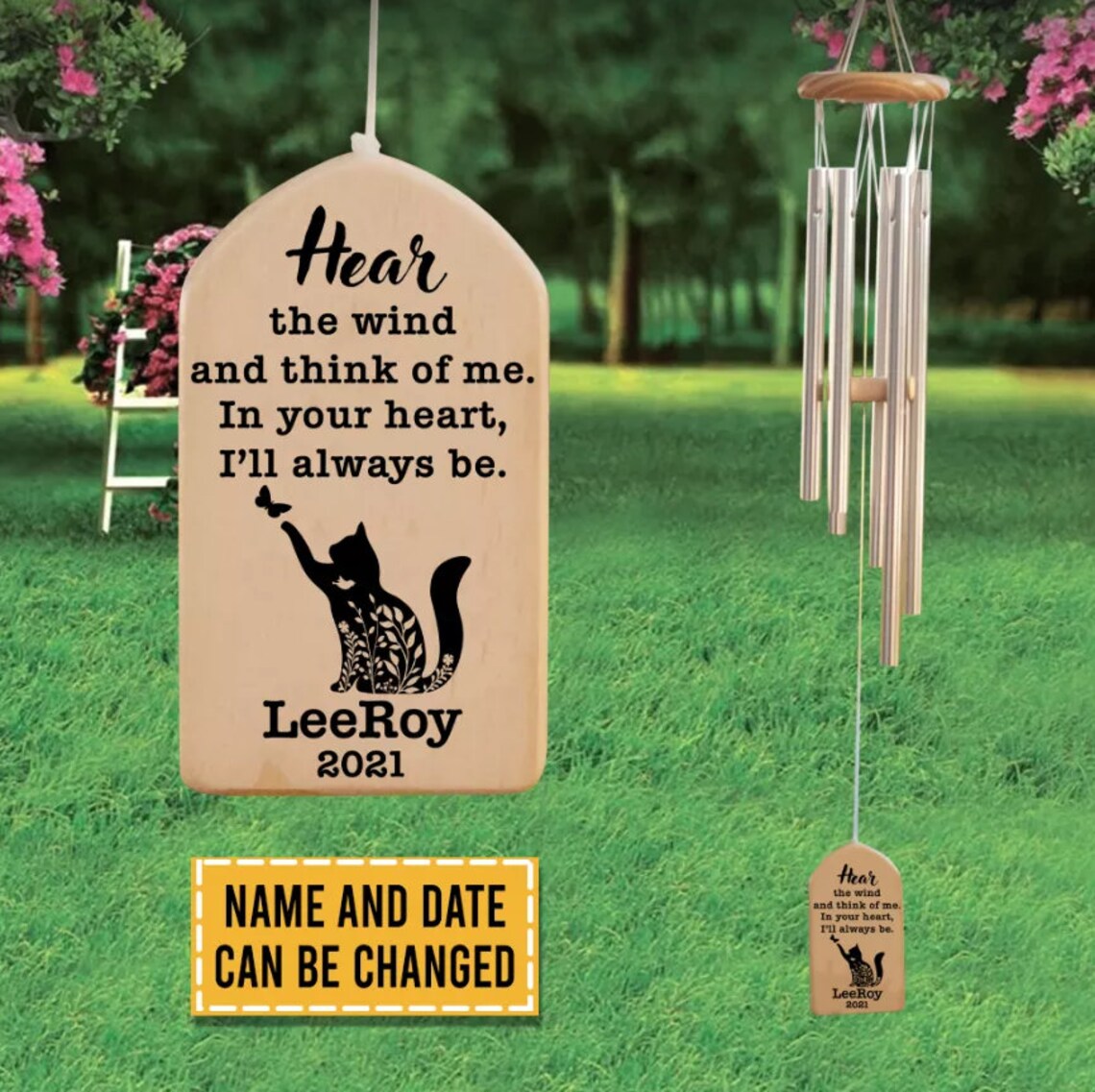 Personalized Cat Memorial Wind Chime Loss of Cat Gift Etsy