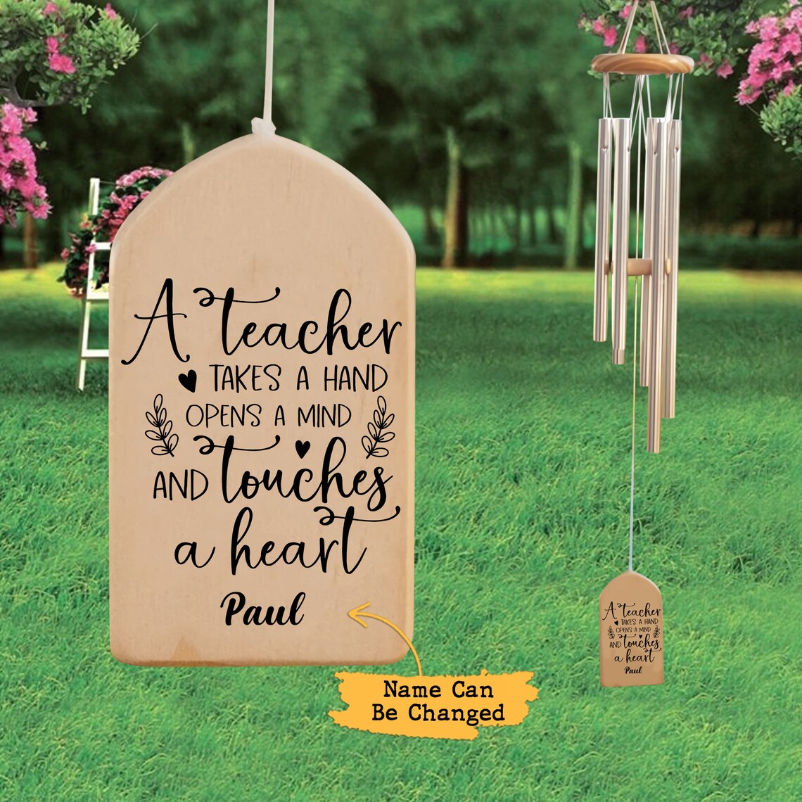 Personalized Teacher Wind Chimes Teacher Open Mind Gift for Etsy