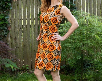 Fitted Batik Dress - Orange