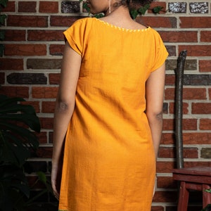 Midi Cotton Dress Butterscotch Yellow and Green image 3