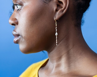 Ethiopian Mixed Metal Earrings | Recycled Brass Beaded Drop Earrings | Lightweight Statement Jewelry | Ethiopian Jewelry | Jewelry for Women