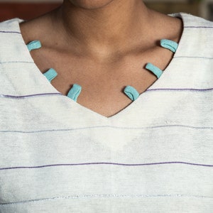 Striped Cotton Top Turquoise Neck Detail image 1