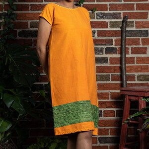 Midi Cotton Dress Butterscotch Yellow and Green image 2