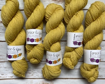 Naturally Dyed Sport Weight Yarn - Non-Superwash - 100% Wool- Tunis and Dorset -  "Mellow Yellow"