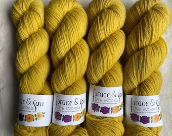 Naturally Dyed Sport Weight Yarn - Non-Superwash - 100% Wool- Tunis and Dorset - "Goldenrod”
