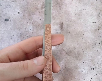 Handgemachtes Friction Folder Taschenmesser aus einem HSS Sägeblatt mit Kupfergehäuse