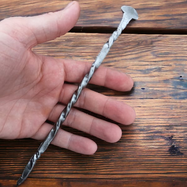 Iron hairpin, Rustic hair stick 14 cm -19 cm long / Handmade and hand forged