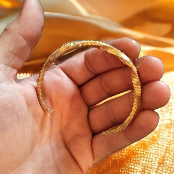 Hand forged Viking bangle made of brass, very eye-catching and beautiful in golden color