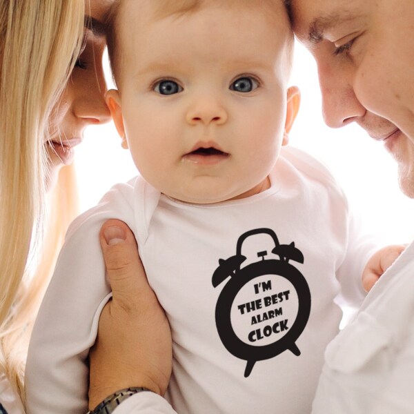 Alarm Clock Baby Onesie, Funny Toddler Bodysuit, Unisex Baby Rompers Gift for Baby Shower, Cute Sleepsuit for Newborn