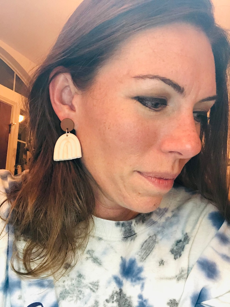 Neutral Rainbow Polymer Clay Earrings