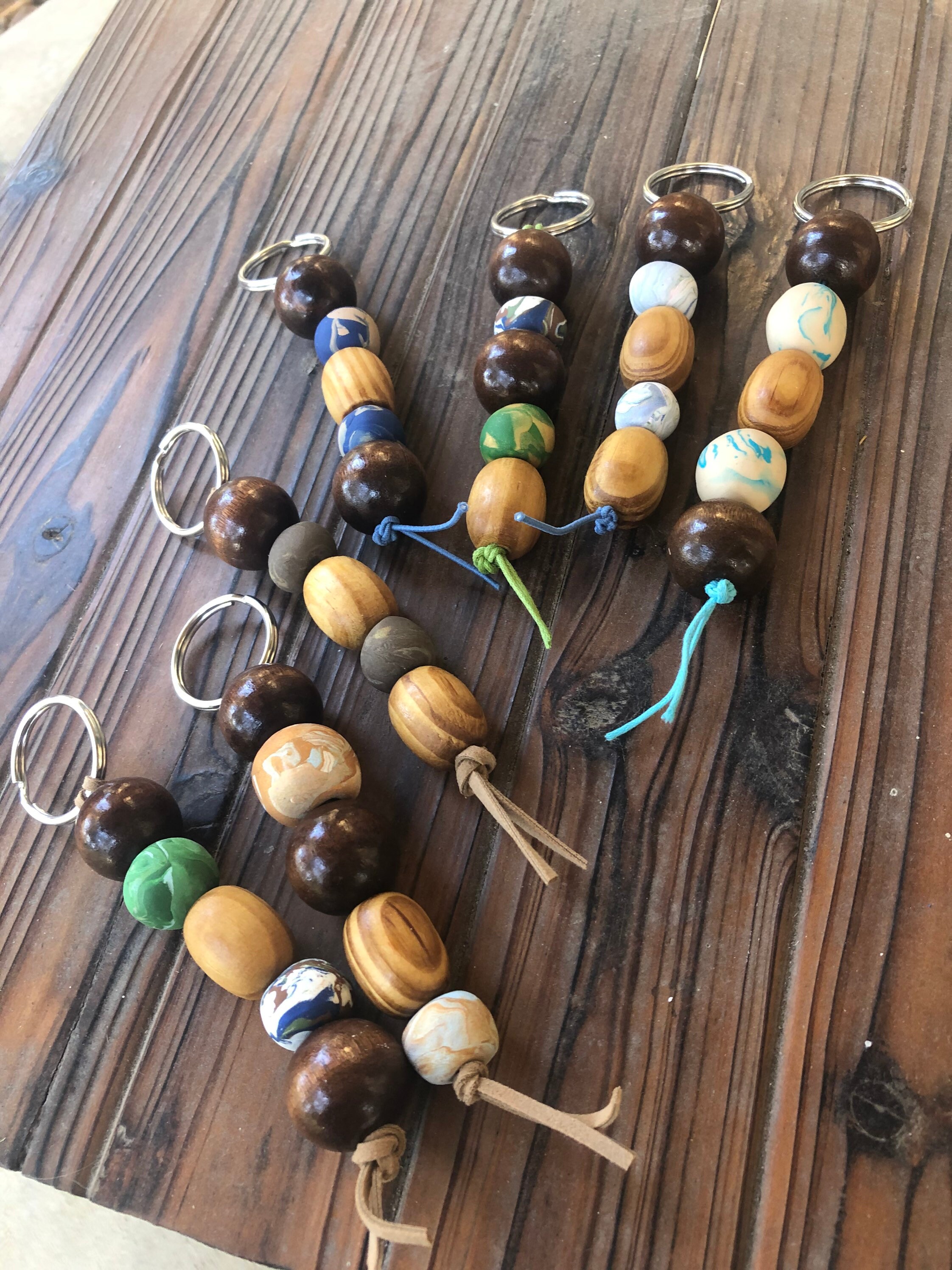 Polymer Clay and Wood Bead Keychains Etsy Polska