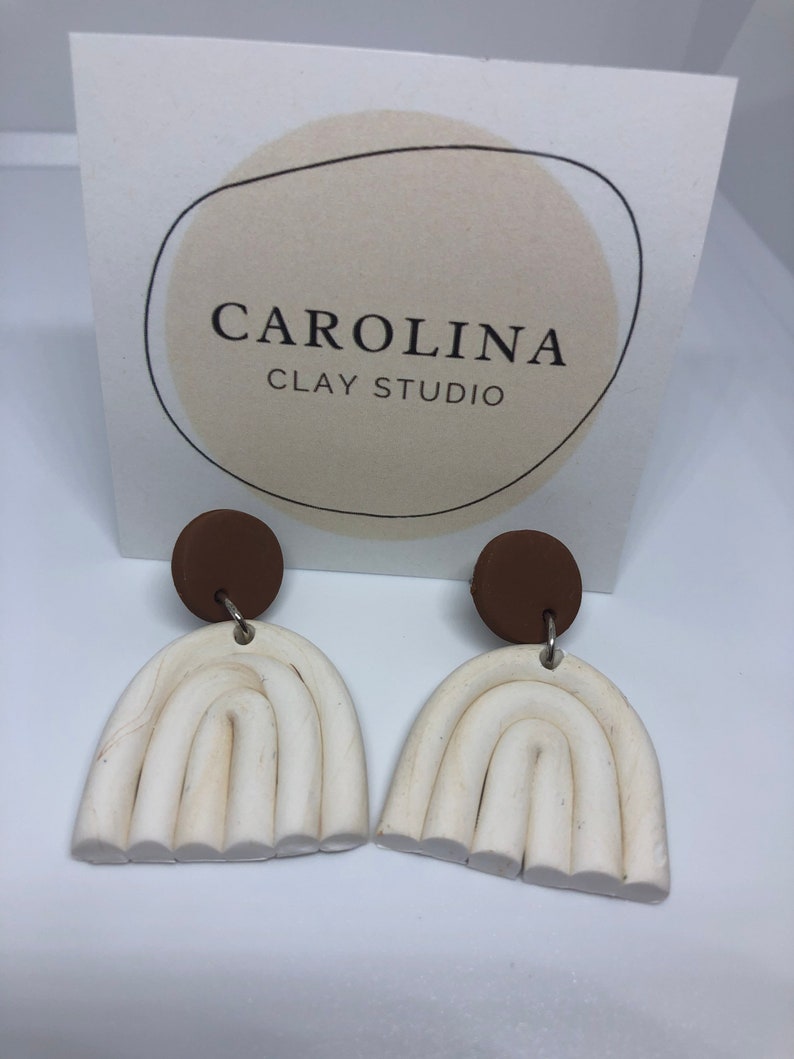 Neutral Rainbow Polymer Clay Earrings