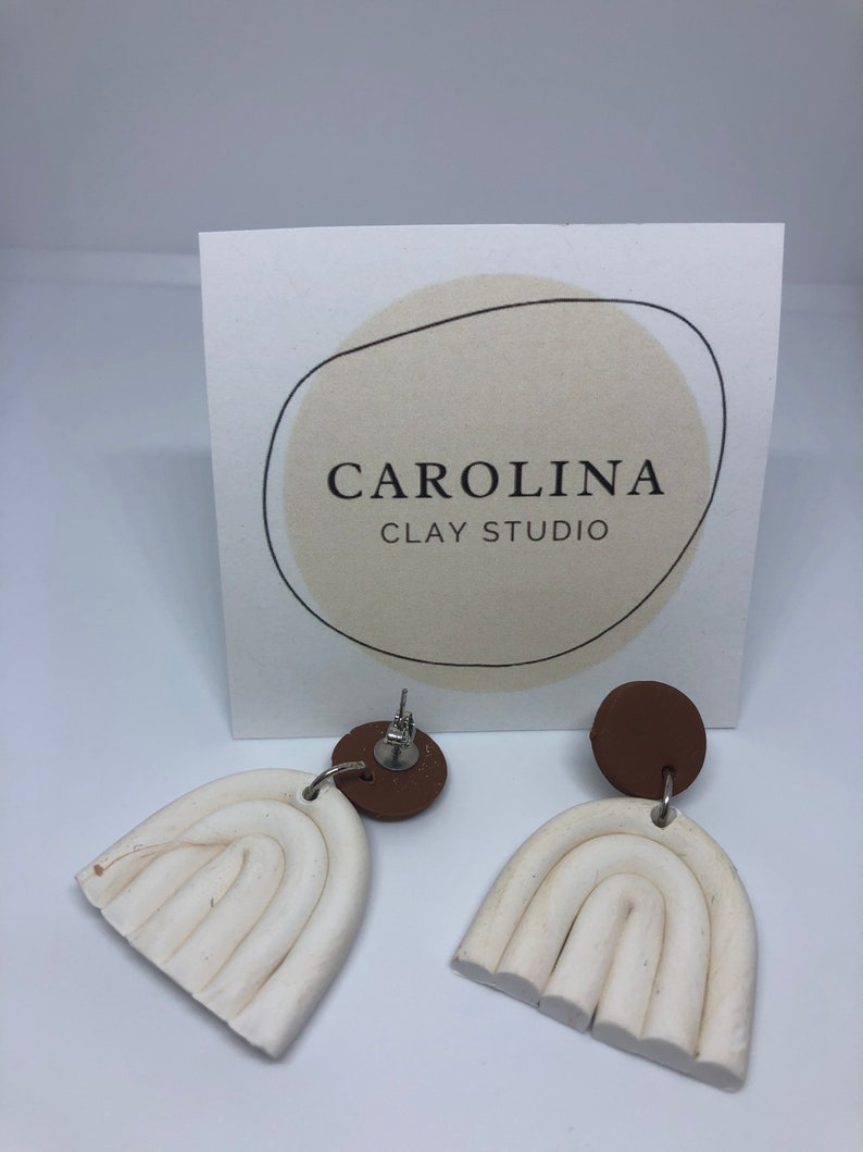 Neutral Rainbow Polymer Clay Earrings