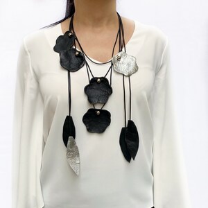 Leather Bib Necklace, Gift For Her, Statement Necklaces for Women, Modernist Jewelry, Artisan Necklace, Unique Gift For Women, Prom Jewelry