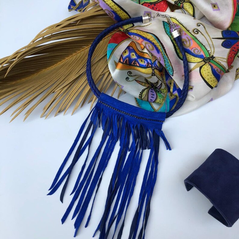Boho Statement Choker Edgy Festival Jewelry Fringed Goth Necklace Mother/'s Day Gift For Her Seductive Suede Choker Necklace