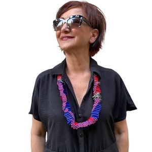 Leather Bib Necklace, Unique Gift For Her, Statement Necklace, Modernist Jewelry, Avant Garde Necklace, Chunky Necklace, Festival Jewelry