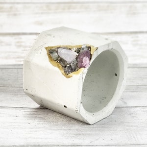 concrete air plant vessel amethyst pyrite succulent planter cement geode air plant holder concrete geode
