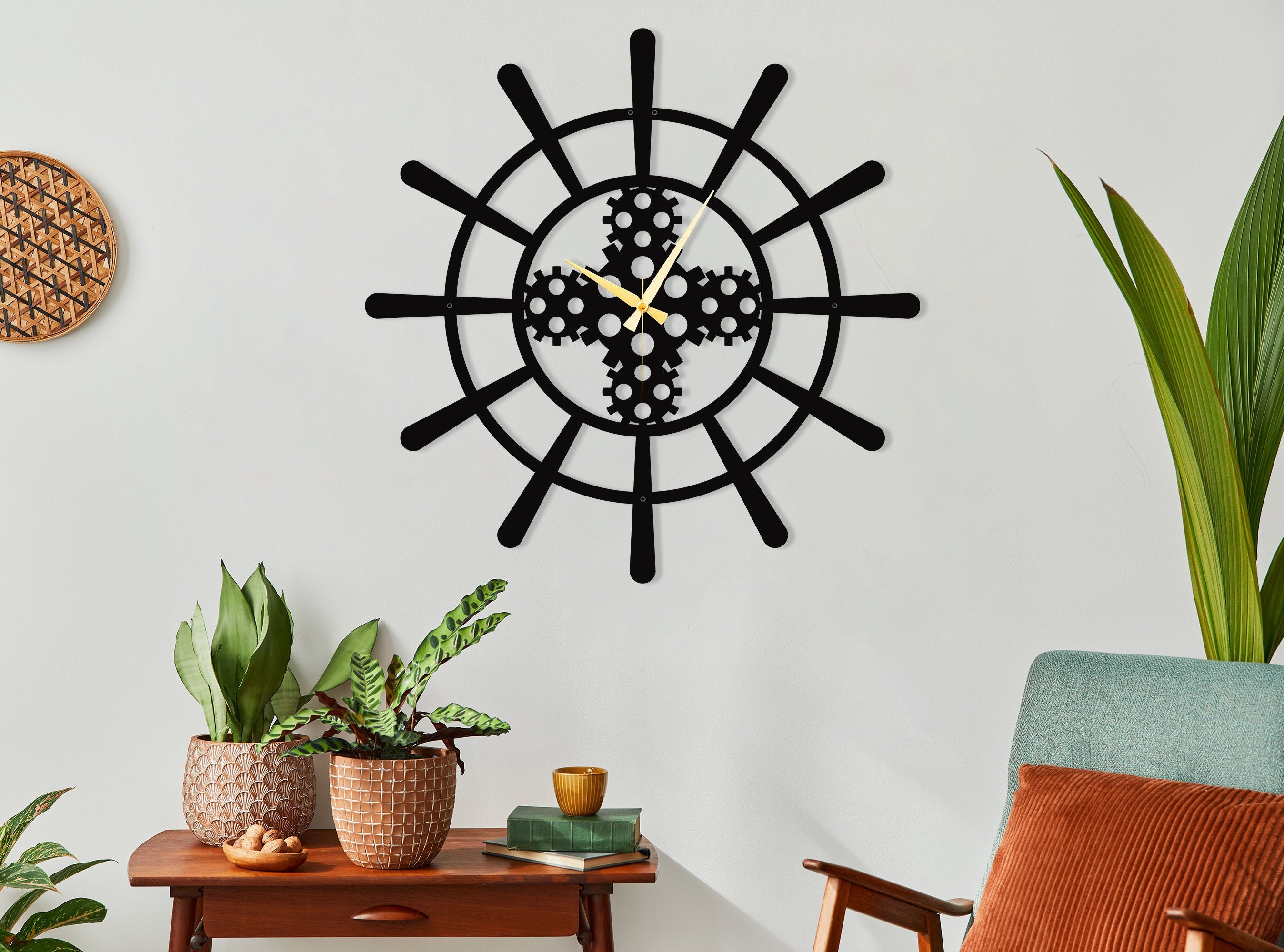 Horloge Murale Moderne en Métal Silencieux Surdimensionné/Décor Mural Unique de Salon Idée Cadeau No