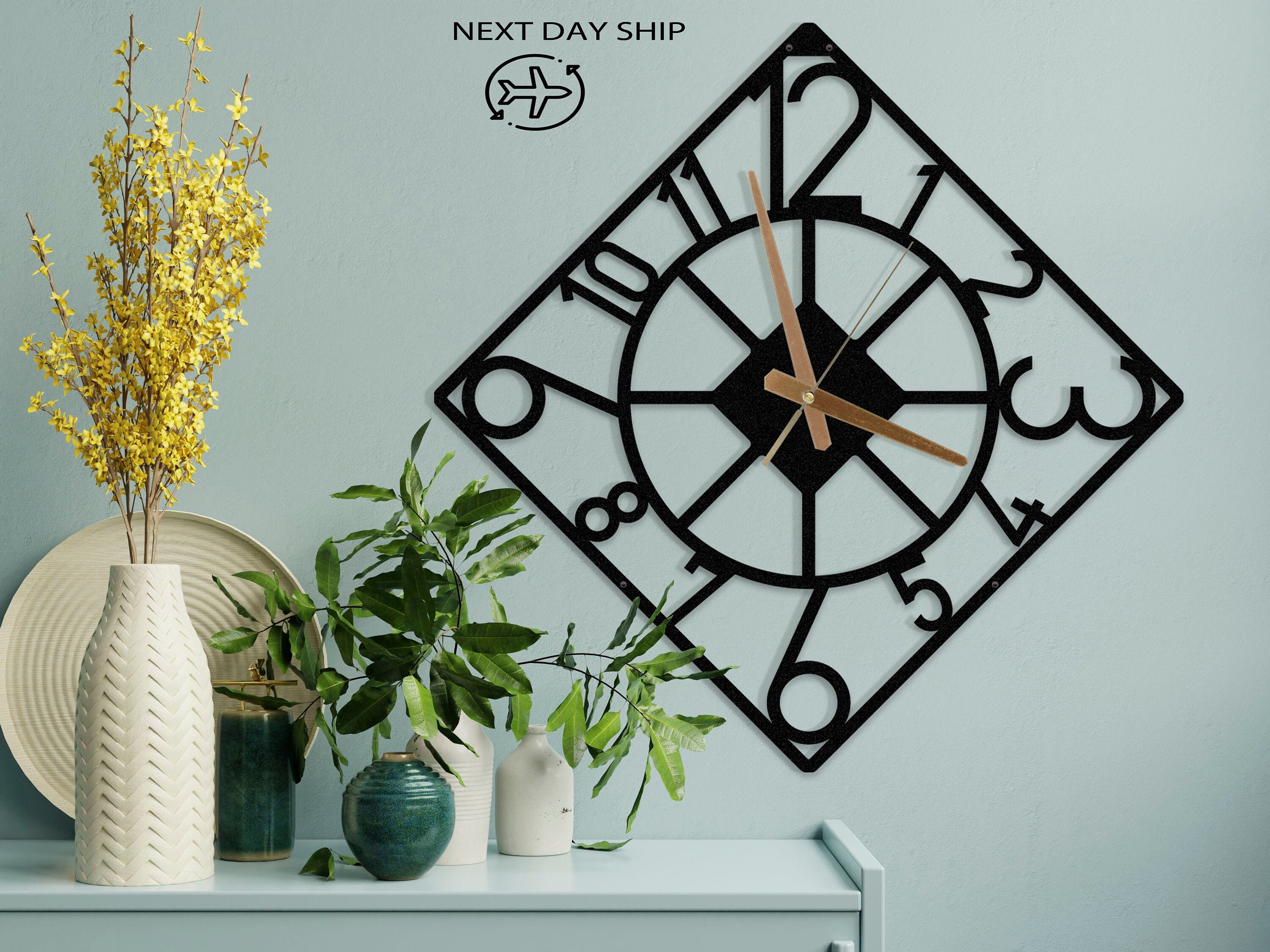 Horloge Murale Surdimensionnée Moderne Noire, Horloge Silencieuse Unique, Grandes Horloges Modernes 